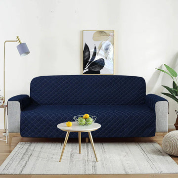 Cotton Quilted Sofa Cover-Navy