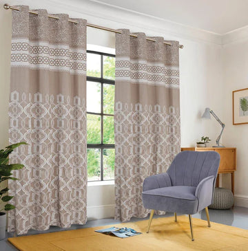 Jacquard Printed Curtains-Beige