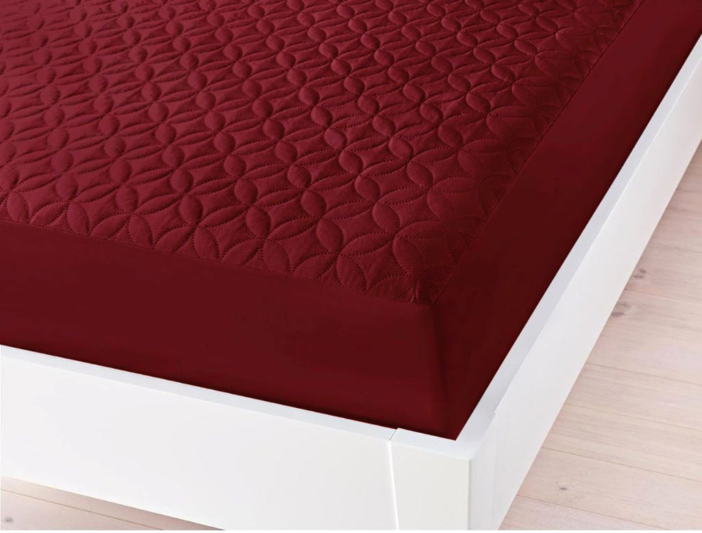Quilted Waterproof Mattress Protector-Maroon