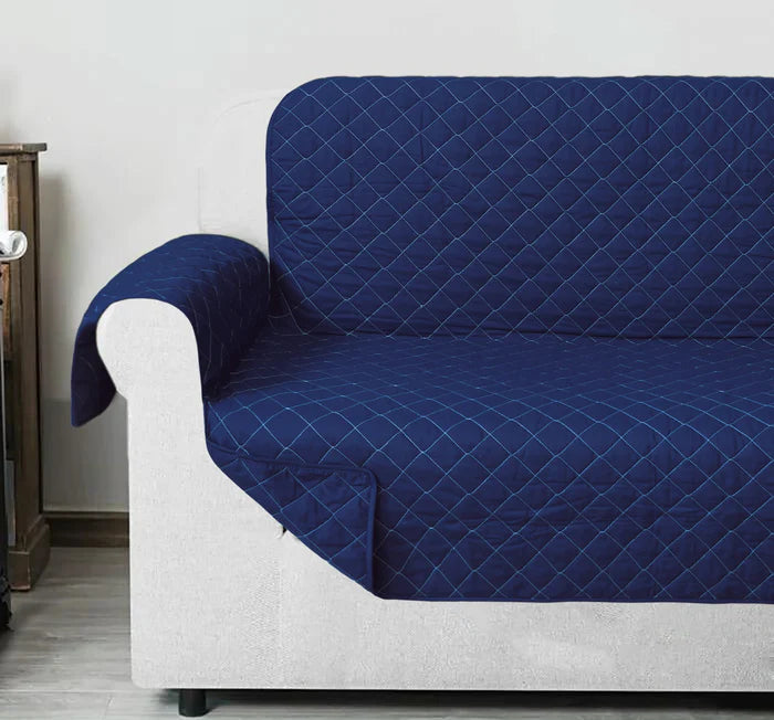 Cotton Quilted  Sofa Cover-Blue