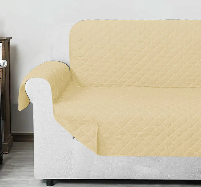 Cotton Quilted Sofa Cover-Beige