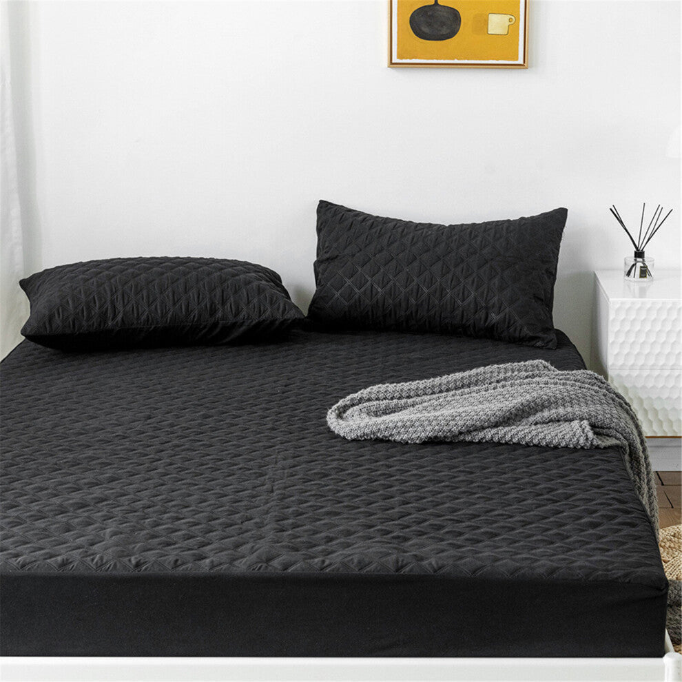 Quilted Waterproof Mattress Protector-Black