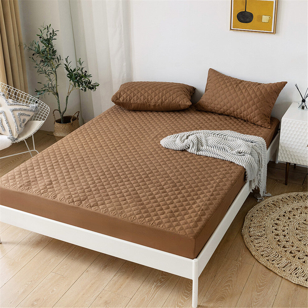 Quilted Waterproof Mattress Protector-Brown